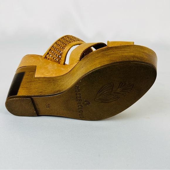 Musse & Cloud Woven Suede Leather Wedge Mule Camel Tan Brown Size 36 US 5.5-6 - Picture 6 of 16